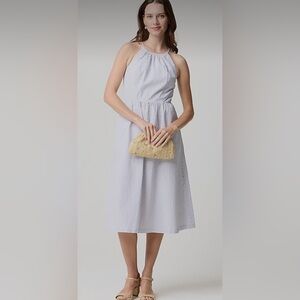 NWT J. Crew Women’s 100% Cotton Strappy Seersucker Striped Midi Dress Size 6